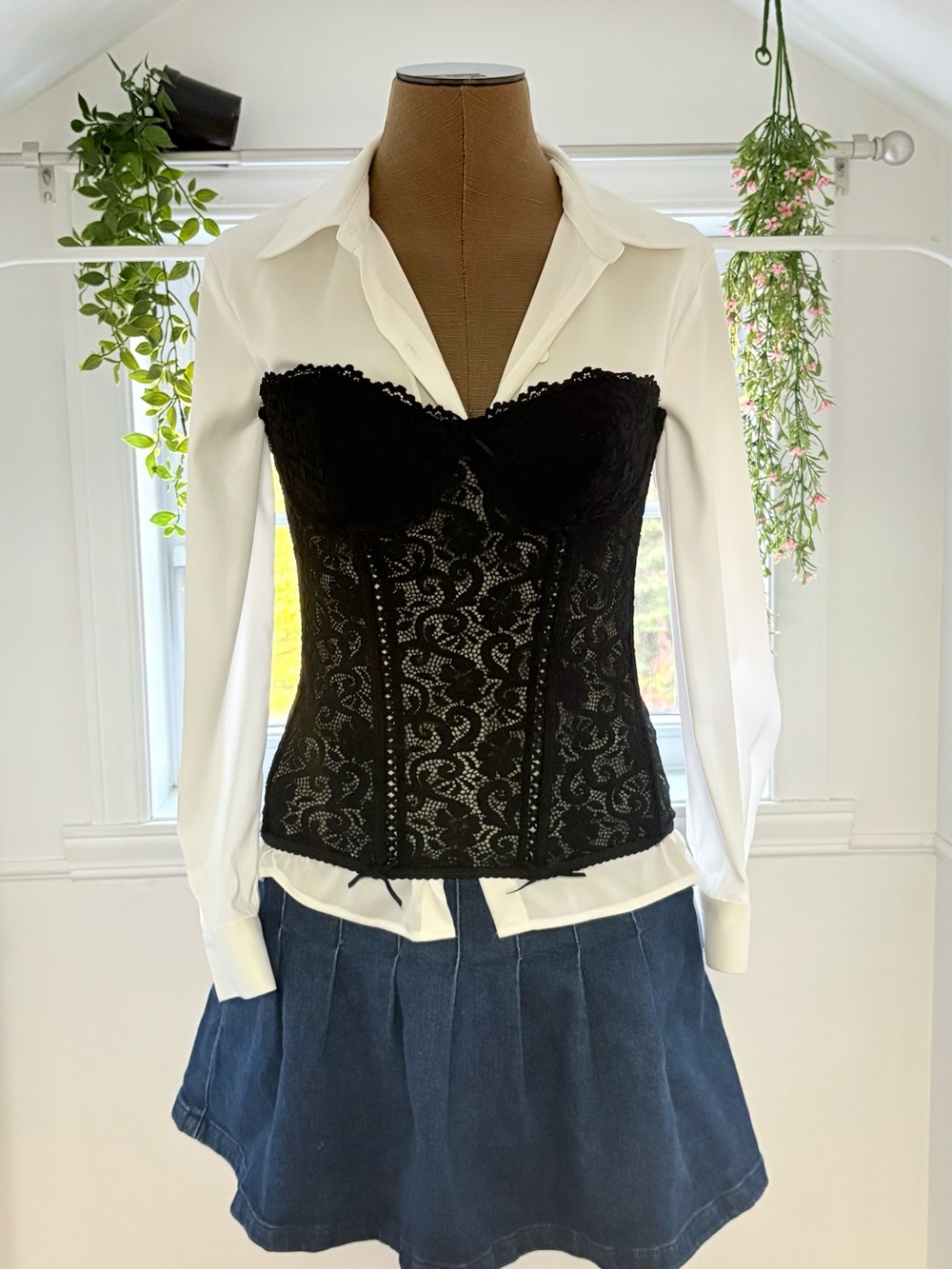 Black Lace Bustier Corset Top